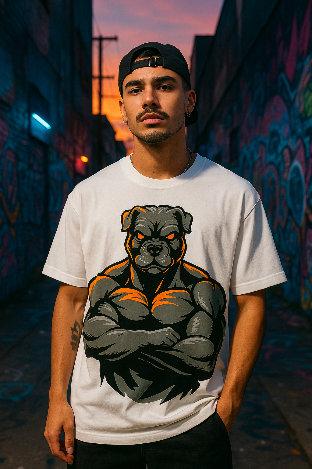 Alpha Dog Muscular Graphic T-Shirt - Strong Bulldog Tee