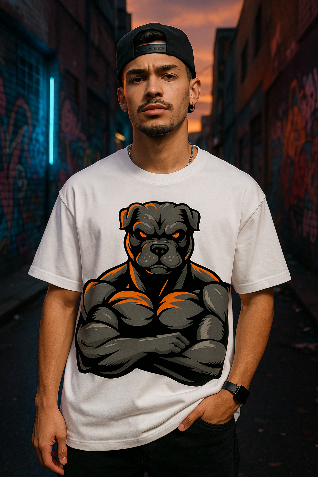 Alpha Dog Muscular Graphic T-Shirt - Strong Bulldog Tee