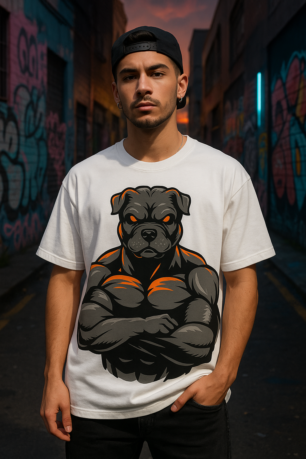Alpha Dog Muscular Graphic T-Shirt - Strong Bulldog Tee