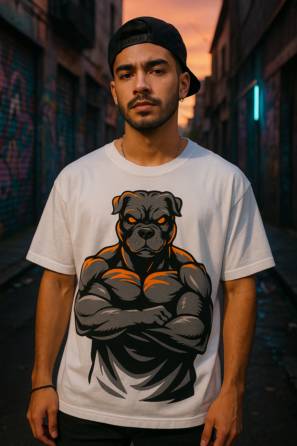 Alpha Dog Muscular Graphic T-Shirt - Strong Bulldog Tee