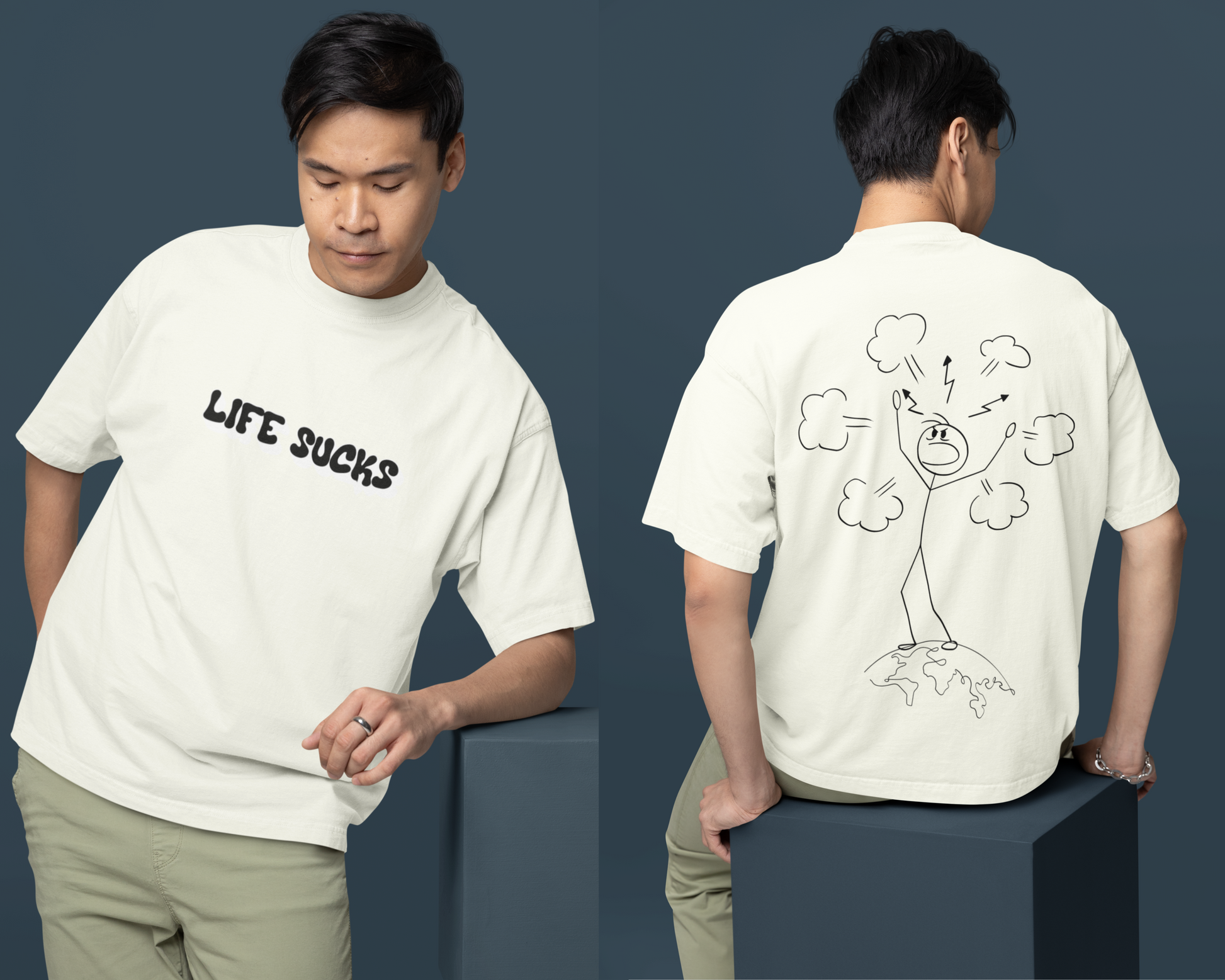 The Life Sucks Oversized Graphic Tee | Andazify
