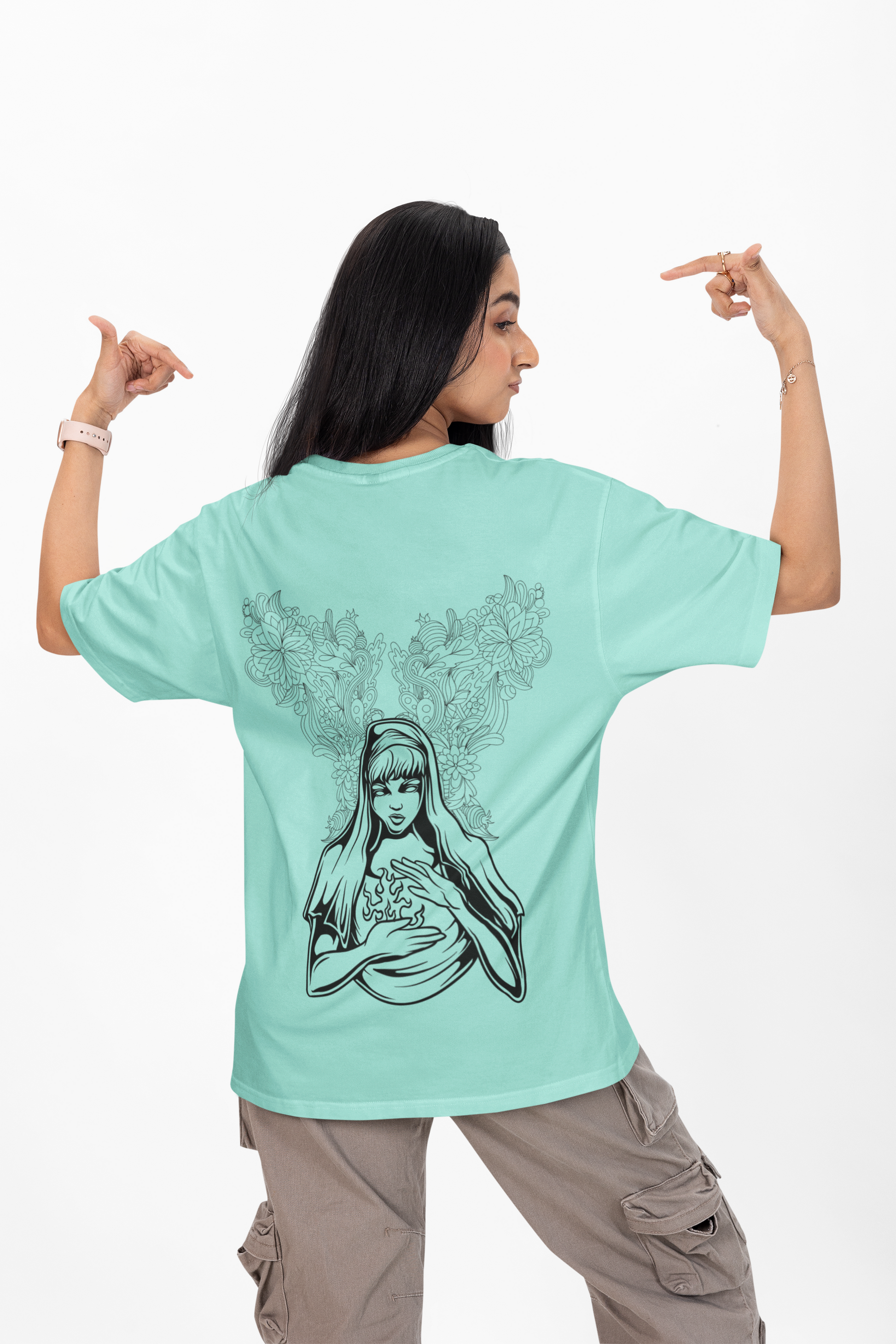 The Eternal Oversized Graphic T-Shirt in Pink & Mint | Andazify