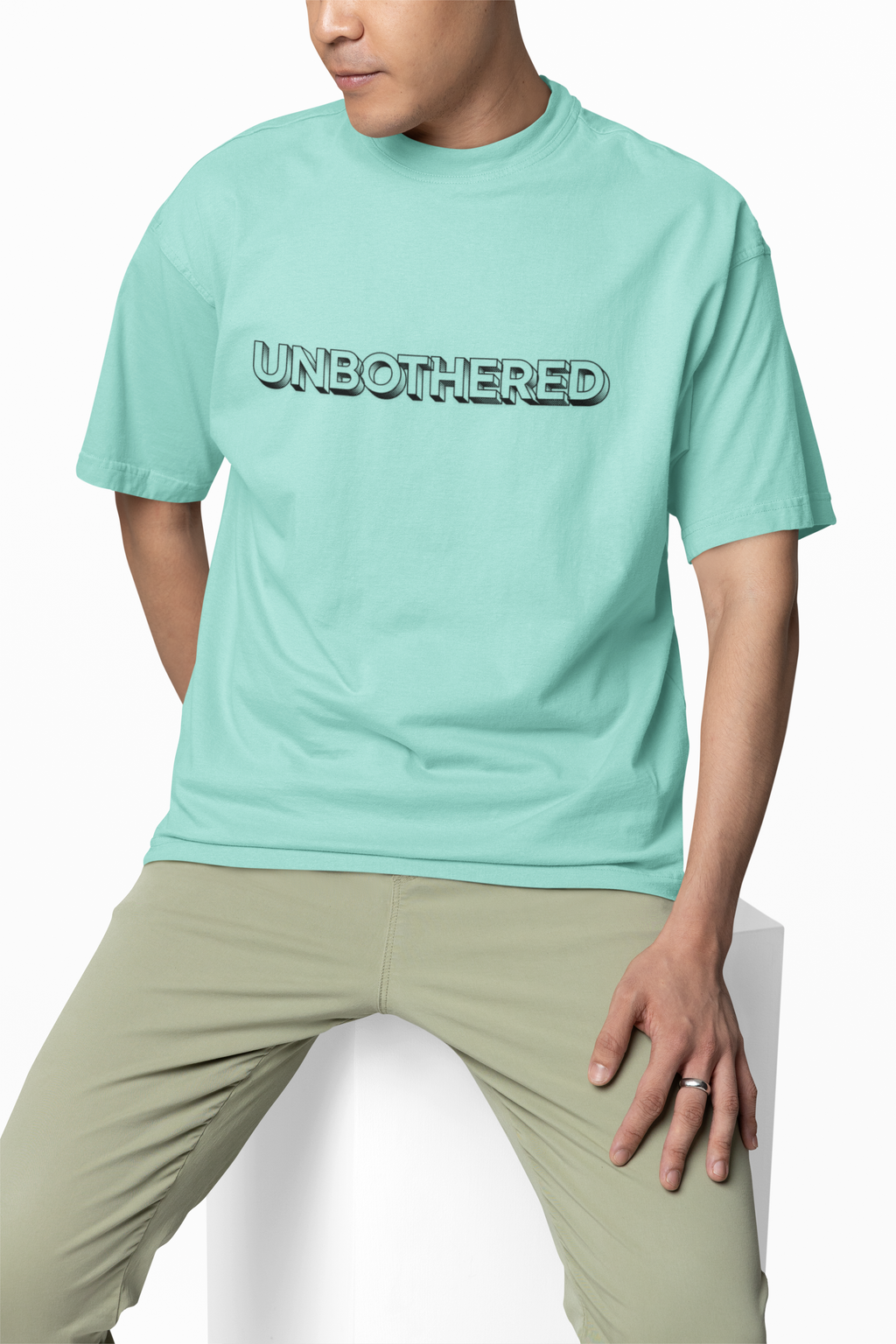 The Unbothered Oversized Graphic Tee in Mint | Andazify