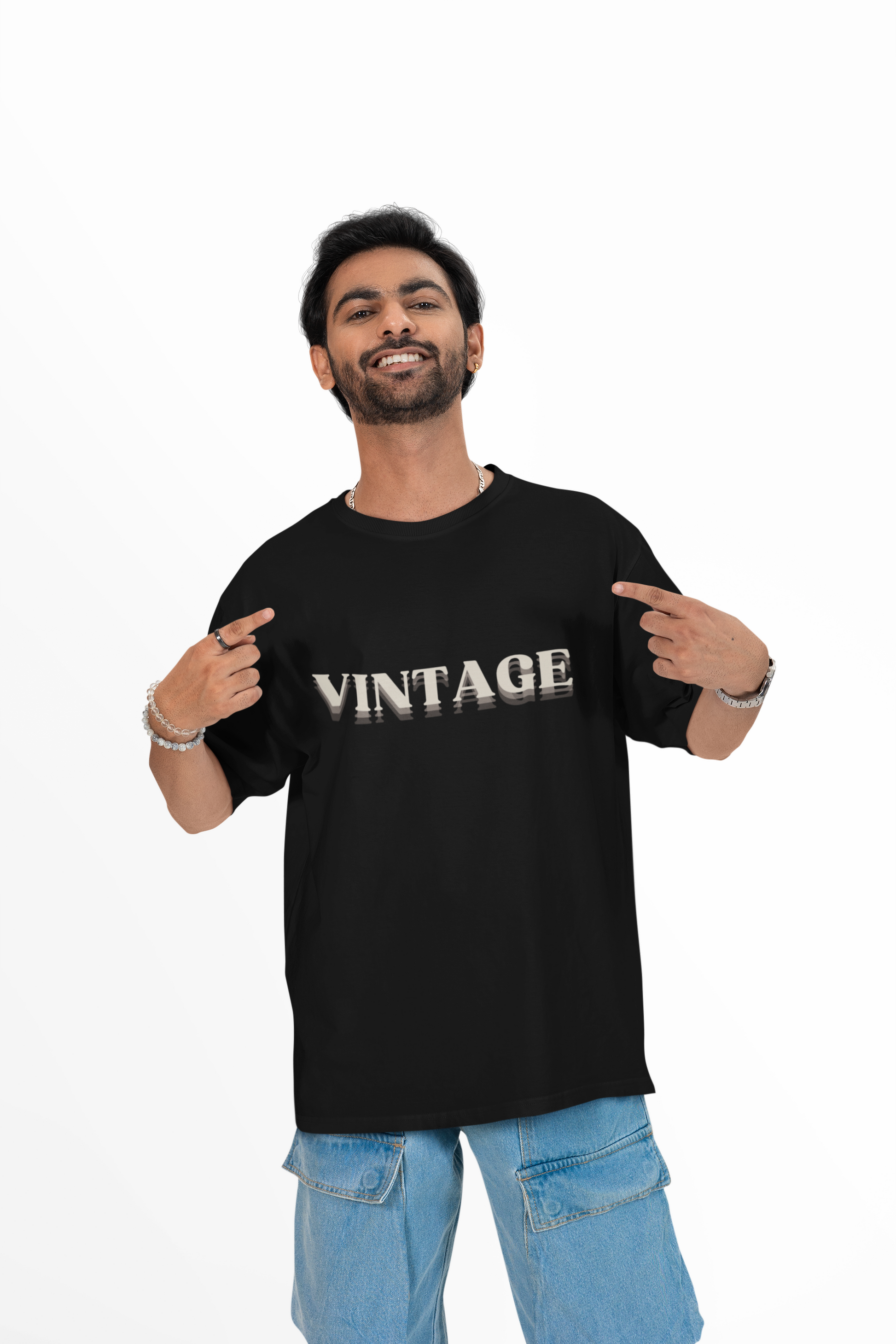 The Vintage Skull Oversized T-Shirt in Black | Andazify