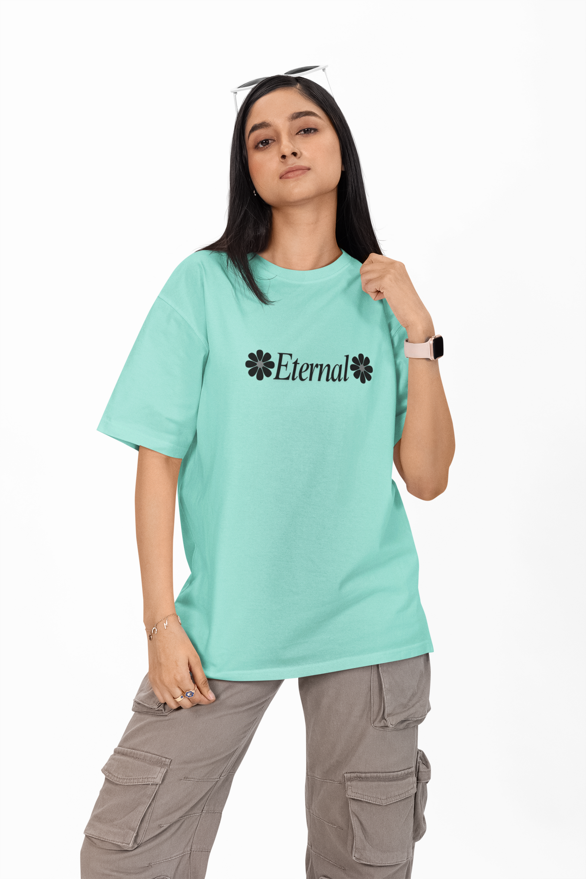 The Eternal Oversized Graphic T-Shirt in Pink & Mint | Andazify
